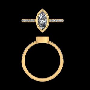 แหวนหมั้นเพชรทรงมาร์คีส์สีเหลืองทองหรูหรา ประดับเพชรแบบพาเว่ ดีไซน์สง่างาม เหมาะเป็นของขวัญเครื่องประดับเจ้าสาวสุดหรู - Product Image 3