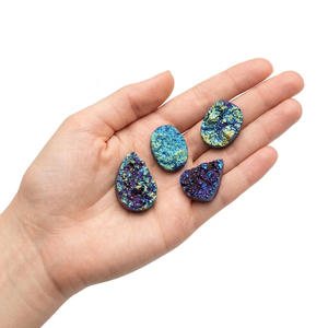 Cabujón de titanio con revestimiento Druzy, piedra preciosa suelta para hacer anillos y colgantes, precio mayorista por gramo, cabujón de formas mixtas - Product Image 4