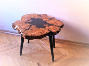 Natural Burl Wood Live Edge <b>Coffee</b> <b>Table</b> – Handmade Organic Rustic Wood Slab <b>Table</b> Irregular Shape Handmade Natural Burl Design - Product Image 5