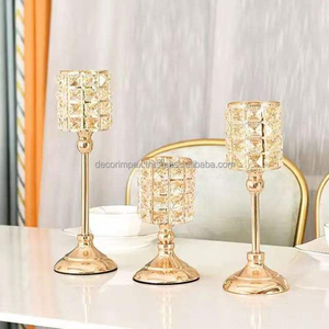 Vente en gros Bougeoir en cristal doré de luxe Candélabres de mariage Centres de table pour banquets, événements, fournitures de fête promotionnelles - Product Image 3