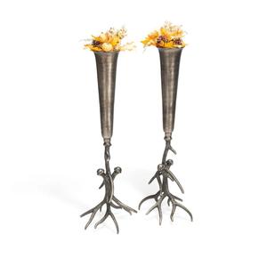 Decoración para Sala de Estar y Dormitorio, Plantas Artificiales, Maceta con Base Estilo Asta de Ciervo, Juego de Jarrones Antiguos para Exhibición en el Suelo, Decoración del Hogar - Product Image 5