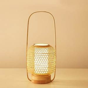 Natural Handmade Bamboo Lantern Lamp | Rustic <b>Bedside</b> Decorative Night <b>Light</b> - Product Image 5