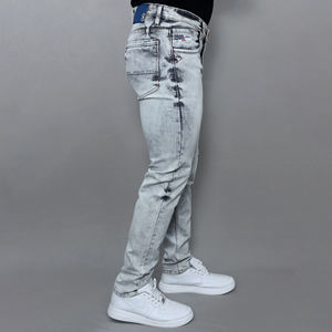 Jeans en denim stretch gris clair taille mi-haute pour hommes Gex – Vente en gros - Product Image 2