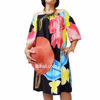 En gros Alot Quotidien Vêtements Femmes Mode Poncho Robe Rayonne Main Peinture avec Fleur Directe De Bali Batik Main Peinture