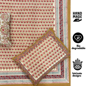 Jaipur Hand Block Printed Floral <b>King</b> <b>Size</b> Flat Bed <b>Sheet</b> 100% Cotton Classic Style Soft Skin Friendly Durable Eco-Friendly - Product Image 2