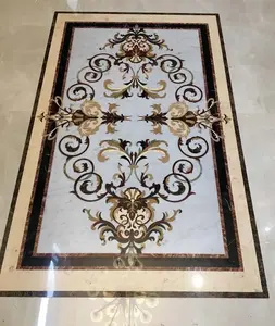 Carreaux floraux modernes en marbre incrusté faits à la main, imperméables, ignifuges et anti-moisissures pour intérieurs de luxe, usage domestique et commercial - Product Image 1