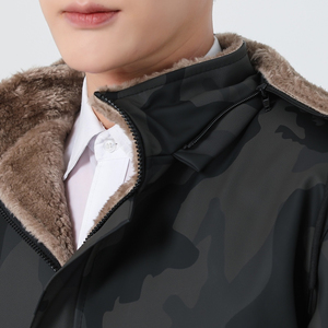 Men's Camouflage Hooded <b>Leather</b> <b>Jacket</b> Waterproof Windproof Thick Padded <b>Winter</b> Outerwear - Product Image 5