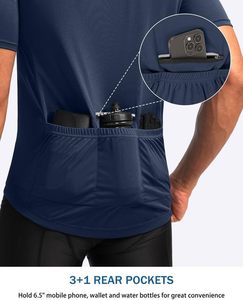 Men's Cycling Jersey Moisture Wicking Short Sleeve UPF <b>Half</b> Zip Bike Road Riding Biking <b>Shirts</b> for Men Zipper Pockets - Product Image 3