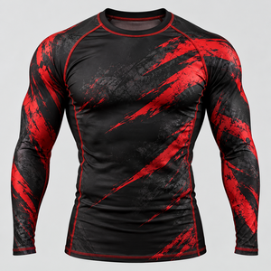 ชุดรัดกล้ามเนื้อแขนยาวพิมพ์ลายแบบรีดร้อน Champs Gear MMA สำหรับผู้ชาย รับผลิตแบบ OEM แบรนด์ส่วนตัว ระบายอากาศได้ดี ป้องกันแบคทีเรีย - Product Image 4