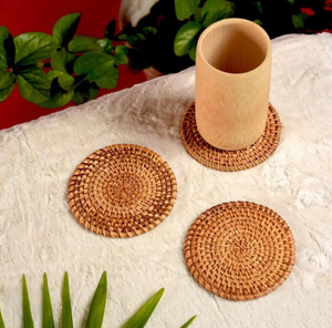 Sous-verres et sets de table en rotin naturel biodégradable pour maisons éco-responsables - Product Image 3