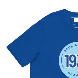 T-shirt unisexe bleu roi à motif, col rond, en coton doux, manches courtes, décontracté, mode quotidienne, streetwear - Product Image 4