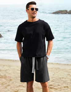 Shorts de bain pour hommes à cordon de serrage, couleur unie, été, haute qualité, décontracté, sport, plage, OEM, non tissé, séchage rapide, respirant - Product Image 2