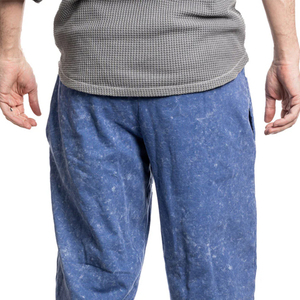 Pantalon de jogging en molleton bouclette brodé de haute qualité pour homme, effet délavé, avec logo personnalisé, style vintage - Product Image 4