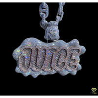 Collier Hip Hop personnalisé avec pendentif « Juice » en Moissanite et Diamant, Chaîne Bling Iced Out, Bijoux de Luxe pour Rappeur
