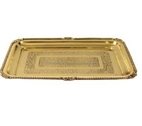 Plateau de service en laiton couleur naturelle, taille personnalisable, pour aliments et boissons, vaisselle décorative, article cadeau artisanal