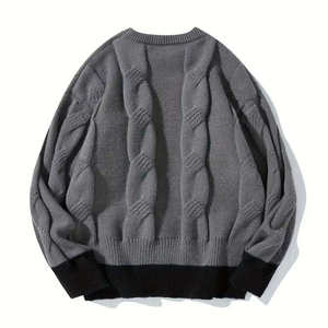 Pull en tricot à col rond pour homme, en coton doux, décontracté, pour la mode urbaine moderne et le confort quotidien - Product Image 1