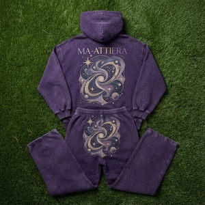 Custom <b>Purple</b> Oversized Hoodie and Wide Leg Sweatpants Set <b>Women</b> Cotton Fleece <b>Tracksuit</b> OEM ODM Wholesale - Product Image 5