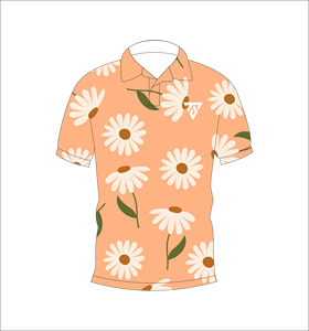 Camisa polo con estampado floral Peach Daisy para hombre, camiseta informal de verano de manga corta a la moda para golf - Product Image 4