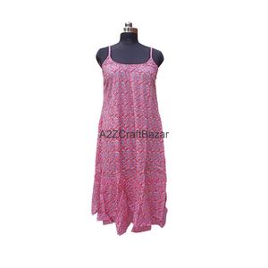 Vestido Midi Bohemio de Punto 100% Algodón, Cuello en V, Estampado Floral, Sin Mangas, Silueta Ajustada para Fiestas de Verano - Product Image 1