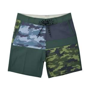 Shorts de natation professionnels à rayures camouflage vert foncé, design multi-panneaux, logo personnalisé, respirant, séchage rapide, été - Product Image 1