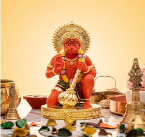Gold Plated Handmade Wedding Sinduri Hanuman Murti Hindu <b>Religious</b> <b>Statue</b> Home Office & Temple Decor Spiritual Gift - Product Image 5