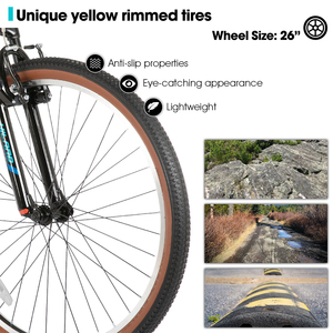 Bicicleta de Montaña JOYKIE HILAND de 26 Pulgadas, Cuadro de Acero Hi-ten, 21 Velocidades, Frenos V Dobles, Horquilla de Suspensión, Llantas de Aluminio, <span class=keywords><strong>Guardabarros</strong></span>, 85% SKD ODM/OBM - Product Image 3
