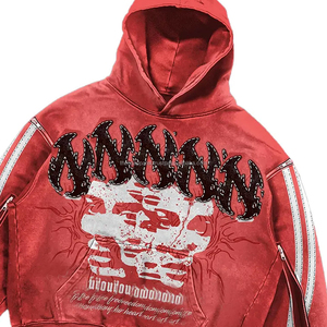 Custom Spring Embroidered Streetwear Men's Cotton Acid Wash Oversized Breathable Two-Piece Shorts and Hoodie Set - Product Image 5