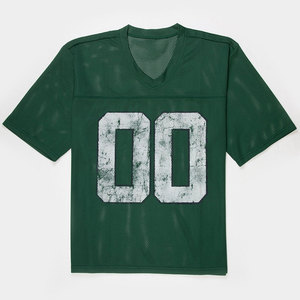 Camiseta de Fútbol Americano Verde para Hombre, Cuello en V, Manga Corta, Números del Equipo Impresos, Poliéster Transpirable, Corte Regular, Ropa para Todas las Temporadas - Product Image 3