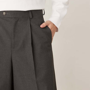 Pantalones Cortos Bermuda Plisados de Color Sólido para Hombre, Cintura Media Elástica, Tejido Informal, Tela Transpirable - Product Image 3