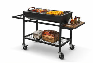 Estación de Barbacoa Portátil de Carbón con Estante de Almacenamiento y Ruedas con Bloqueo para Uso en Exteriores - Product Image 6