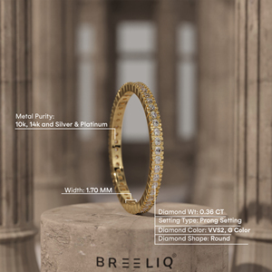 Anillo de Eternidad Completo de Oro Sólido de 14K con Diamantes Cultivados en Laboratorio, Borde Texturizado Milgrain, Anillo de Boda Apilable - Product Image 2