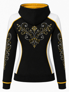 Sudadera con Capucha y Estampado de Diamantes de Imitación para Mujer, Sudadera de Manga Larga, Suave y Casual - Product Image 2
