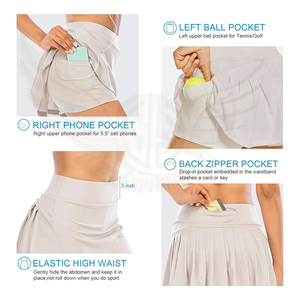 Sports <b>Skirt</b> Women Custom Design Tennis Running Gym Skort Professional Athletic Wear OEM Manufacturer - Product Image 5