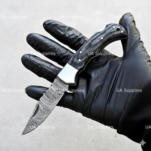 Premium Pakka Wood Handle Damascus Steel Blade Professional Folding Pocket Knife Back <b>Lock</b> Handmade Hunting Survival Camping OEM - Product Image 6