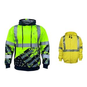 Combinaisons en laine réfléchissantes à capuche pour hommes, haute visibilité, jaune-vert, imprimé par sublimation, imperméables, color block, 220g, fermeture éclair - Product Image 1