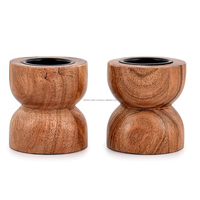 Bougeoir rond en bois d'acacia fait à la main personnalisé de luxe en gros pour la maison décorations de Noël et de Pâques