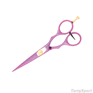 Tijeras de Peluquería Profesionales de Acero Inoxidable de 5.5 Pulgadas, Ligeras, con Mango Largo, Color Rosa, Anillo de Dedo Extraíble - Product Image 4