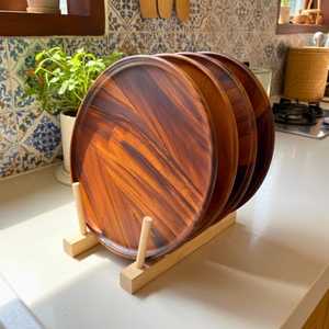 Platos de Madera Desechables Decorativos para Servir Té, Frutas, Verduras, Platos de Madera para la Cena - Product Image 3