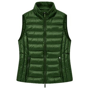 Chaleco acolchado grueso de color liso para mujer, ligero, sin mangas, con cremallera, para deportes, juvenil y adulto, tipo gilet, chaleco acolchado. - Product Image 4