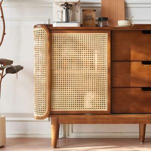 Handmade Natural Wood Sideboard <b>Cabinet</b> Solid Wood Storage Unit <b>Rustic</b> Wooden Buffet for Dining Room Living Room Home Furniture - Product Image 4