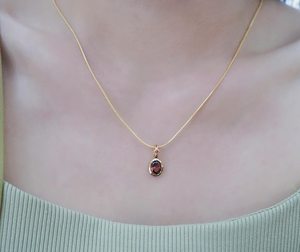 Pendentif grenat vintage pour femme, argent sterling 925 plaqué or 14 carats, bijou délicat pierre de naissance de janvier, cadeau - Product Image 2