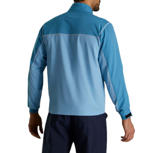 Men's Light Blue Soft Shell <b>Jacket</b> Quarter-Zip Breathable Polyester Outdoor Wear Regular Fit Solid Color with Pockets - Product Image 3