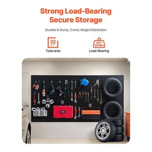 Pannelli a Doghe in PVC Nero Facili da Installare 8 x 4 Piedi, Design Modulare per Garage, Mensole Regolabili, Installazione Rapida - Product Image 2