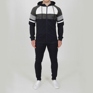 Men's Custom <b>Hooded</b> Tracksuit Color Blocking Full <b>Zip</b> Up Joggers Set Casual Autumn Wear Breathable Polyester 100% Cotton Fleece - Product Image 1