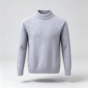 Maßgefertigter OEM Herren Mock Neck Pullover Weinrot Feingestrickter Pullover mit Stehkragen aus Baumwolle - Product Image 3