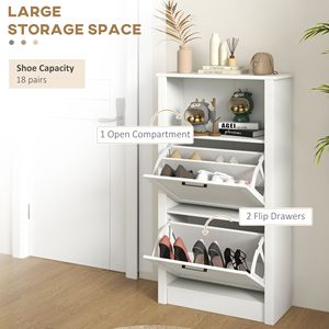 Freestanding Shoe Cabinet with 2 Flip Drawers and Adjustable Shelves <b>Open</b> Compartment Entryway Hallway Shoe Racks <b>Storage</b> - Product Image 4