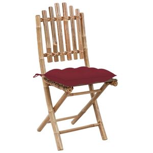Ensemble de 4 ensembles de salle à manger de jardin en bambou naturel avec coussins rouge vin - Product Image 5