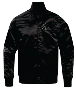 Vestes universitaires chauffantes écologiques en satin effet peau d'aigle Philadelphia, best-sellers de BLACK LAND INDUSTRIES, avec broderie frontale - Product Image 5
