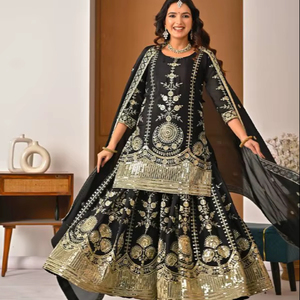 New Designer <b>Women's</b> Modern Wedding/Party Wear <b>Kurta</b>/Kurti in Heavy Vichitra Silk with Quick Dry Feature All Seasons - Product Image 1