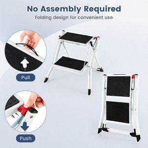 Two-Step Folding <b>Ladder</b> with Anti-Slip Pedal and Large Foot Pads - Product Image 5